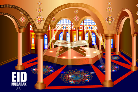 Islamic design mosque door and window for Eid Mubarak Happy Eid celebration backgroundのイラスト素材