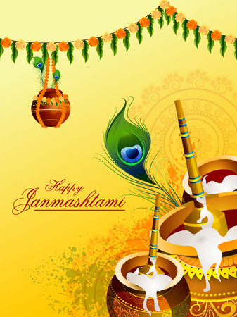 Happy Krishna Janmashtami greeting backgroundのイラスト素材