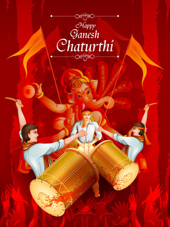 Lord Ganpati On Ganesh Chaturthi Background Royalty Free Vector