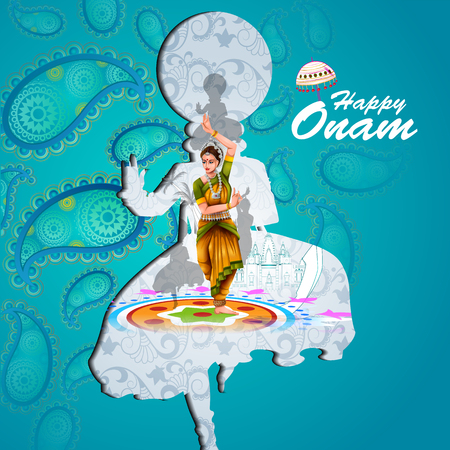 easy to edit vector illustration of Happy Onam holiday for South India festival backgroundのイラスト素材