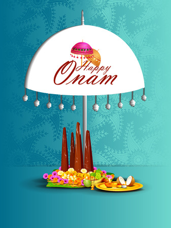 Easy to edit vector illustration of Happy Onam holiday for South India festival backgroundのイラスト素材