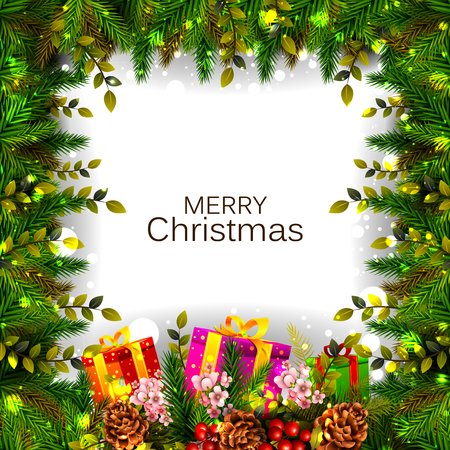 Gift Box and Decoration for Happy New Year and Merry Christmas greetingのイラスト素材