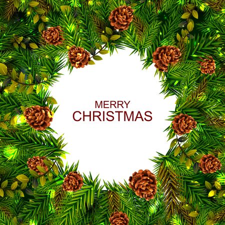 easy to edit vector illustration of beautiful decoration for Happy New Year and Merry Christmas greetingのイラスト素材