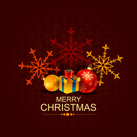 Gift Box and Decoration for Happy New Year and Merry Christmas greeting.のイラスト素材