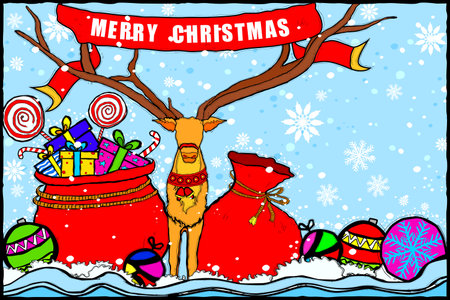 Merry Christmas and Happy New Year Holiday greetings backgroundのイラスト素材