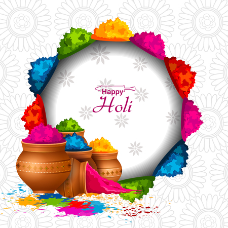 Easy to edit vector illustration of colorful Happy Hoil background for festival of colors in India.のイラスト素材