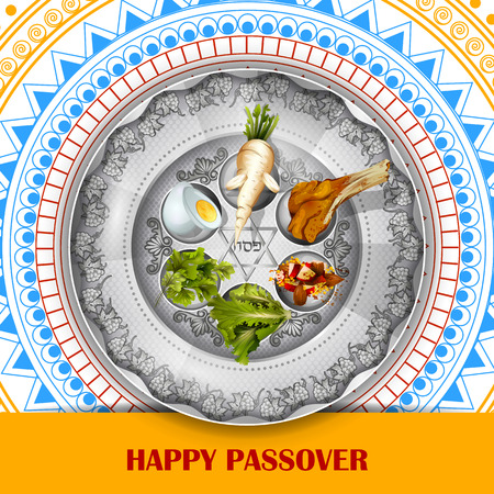 Jewish holiday of Passover Pesach Seder illustration.のイラスト素材