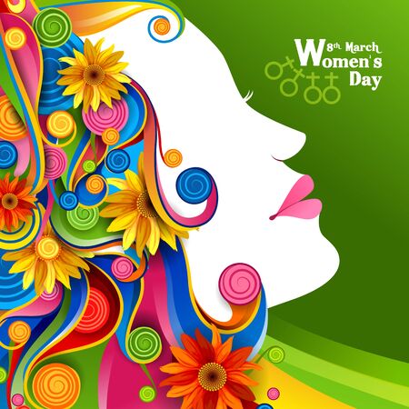Beautiful Woman with flower for Happy International Womens Day greetings Backgroundのイラスト素材