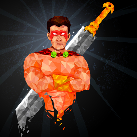 Superhero in abstract low poly polygon styleのイラスト素材