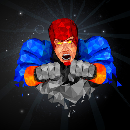 Superhero in abstract low poly polygon styleのイラスト素材