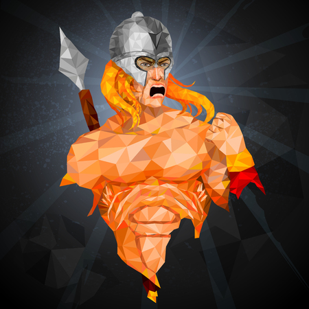 Superhero in abstract low poly polygon styleのイラスト素材