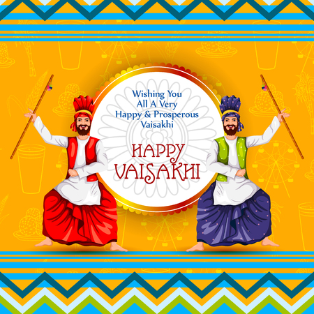 easy to edit vector illustration of celebration of Punjabi festival Vaisakhi backgroundのイラスト素材
