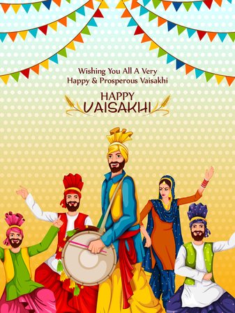 Celebration of Punjabi festival Vaisakhi background Vector illustration.のイラスト素材