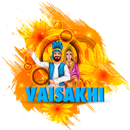 easy to edit vector illustration of celebration of Punjabi festival Vaisakhi backgroundのイラスト素材