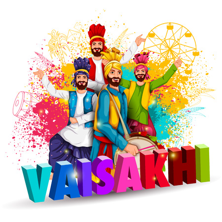 easy to edit vector illustration of celebration of Punjabi festival Vaisakhi backgroundのイラスト素材