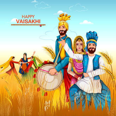 Celebration of Punjabi festival Vaisakhi backgroundのイラスト素材