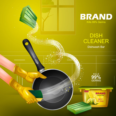 Advertisement banner of tough stain remover Dishwasher for clean and fresh utensilのイラスト素材