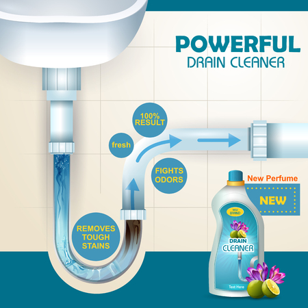 Advertisement banner of block and dirt remover Drain Cleanerのイラスト素材