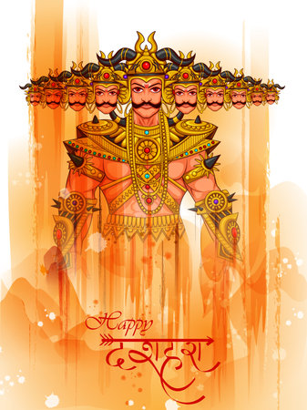 Ravana monster in Happy Dussehra background showing festival of Indiaのイラスト素材