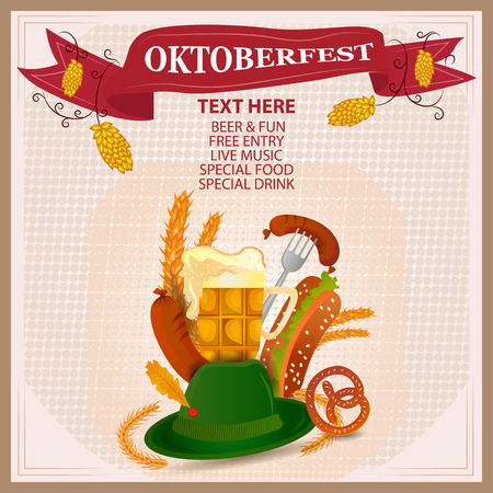 easy to edit vector illustration of Oktoberfest holiday festival greeting background of Germanyのイラスト素材