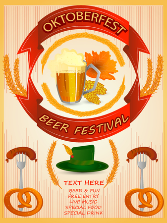 easy to edit vector illustration of Oktoberfest holiday festival greeting background of Germanyのイラスト素材