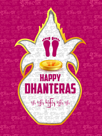 Illustration of decorated Happy Dhanteras Diwali holiday backgroundのイラスト素材