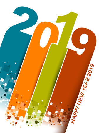 easy to edit vector illustration of Happy New Year 2019 wishes seasonal greeting backgroundのイラスト素材