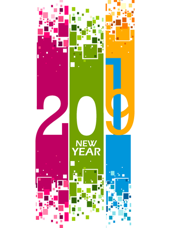 easy to edit vector illustration of Happy New Year 2019 wishes seasonal greeting backgroundのイラスト素材