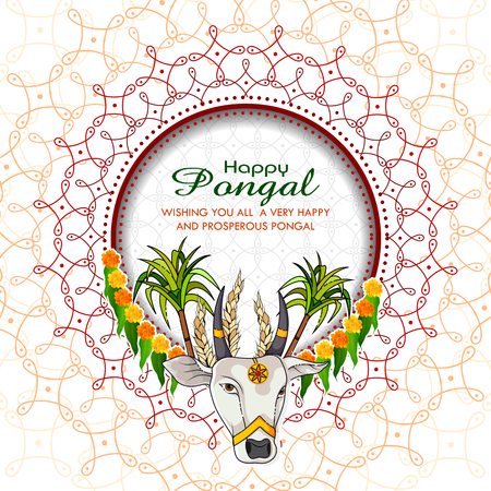 Happy Pongal festival of Tamil Nadu India backgroundのイラスト素材