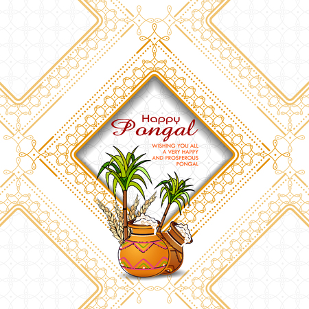 Happy Pongal festival of Tamil Nadu India backgroundのイラスト素材