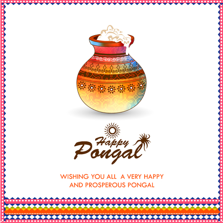 Happy Pongal festival of Tamil Nadu India backgroundのイラスト素材