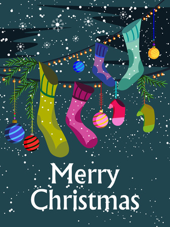 easy to edit vector illustration of beautiful decoration for Happy New Year and Merry Christmas greetingのイラスト素材