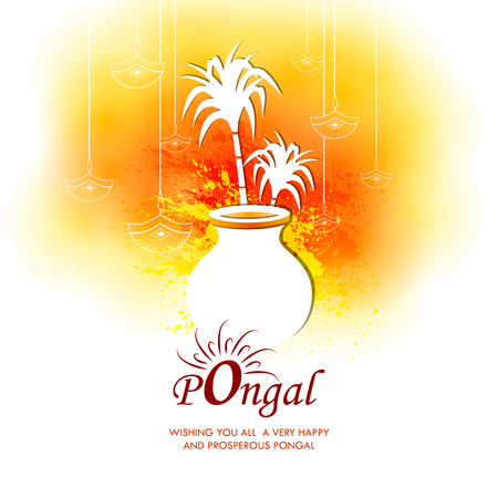 Happy Pongal festival of Tamil Nadu India backgroundのイラスト素材