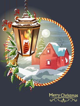 Snowy landscape wintertime background for Merry Christmas Holidayのイラスト素材