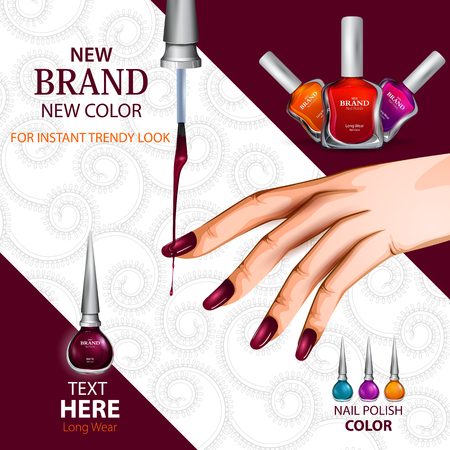 easy to edit vector illustration of advertisement promotion banner for trendy colorful Nail Polish fashionのイラスト素材