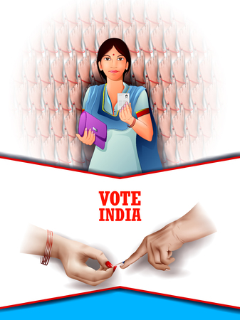 easy to edit vector illustration of poster banner show hand of Indian people for election and vote polling campaign of Indiaのイラスト素材