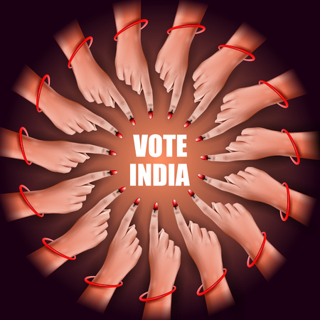 Poster banner show hand of Indian people for election and vote polling campaign of Indiaのイラスト素材