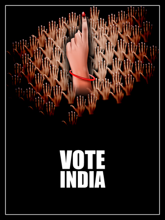 Poster banner show hand of Indian people for election and vote polling campaign of Indiaのイラスト素材