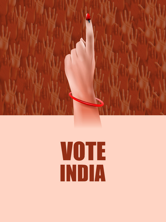Poster banner show hand of Indian people for election and vote polling campaign of Indiaのイラスト素材