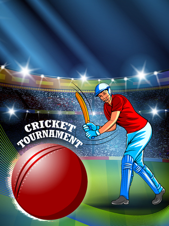 Player batsman in Cricket Championship Tournament backgroundのイラスト素材