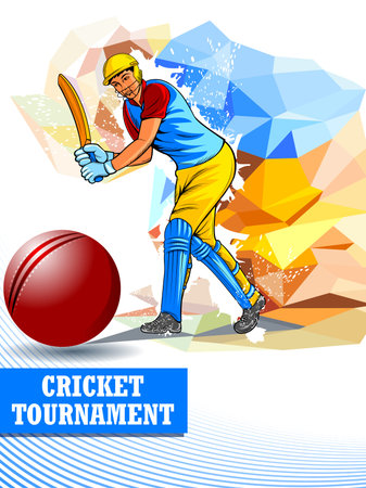 Player batsman in Cricket Championship Tournament backgroundのイラスト素材