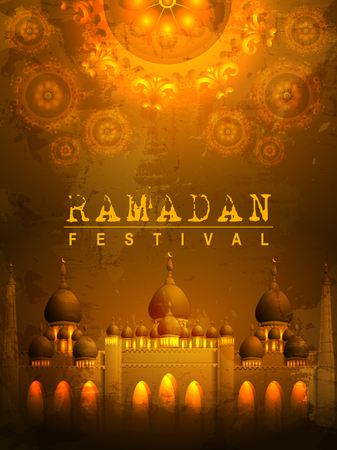 easy to edit vector illustration of Islamic celebration background with text Ramadan Kareemのイラスト素材