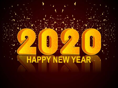 easy to edit vector illustration of Happy New Year 2020 wishes seasonal greeting backgroundのイラスト素材