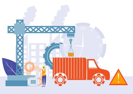 Industrial plant and manufacturing business production or maintenance conceptのイラスト素材