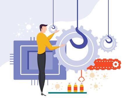 Industrial plant and manufacturing business production or maintenance conceptのイラスト素材
