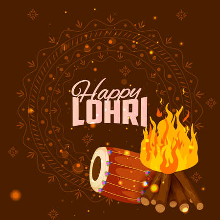 Happy Lohri festival of Punjab India backgroundのイラスト素材