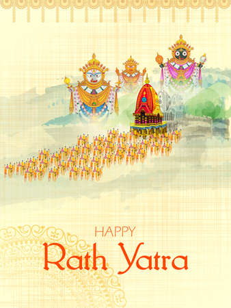 Rath Yatra Lord Jagannath festival Holiday background celebrated in Odisha, Indiaのイラスト素材