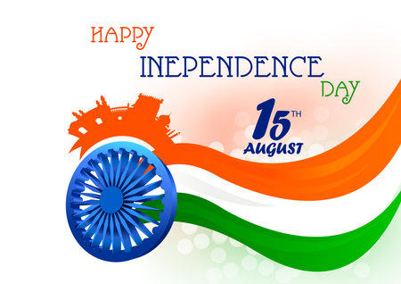 illustration of Indian Flag on Happy Independence Day of India background
