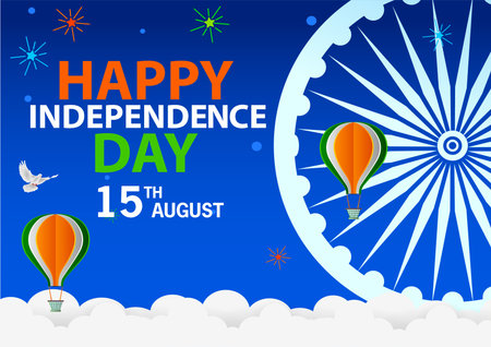 illustration of Indian Flag on Happy Independence Day of India background