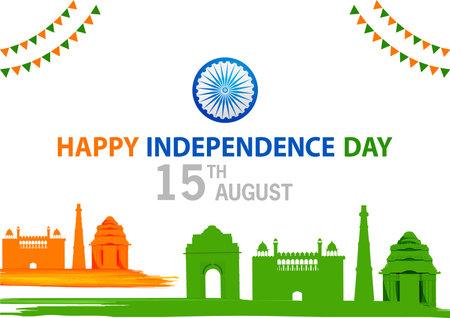 illustration of Indian Flag on Happy Independence Day of India background